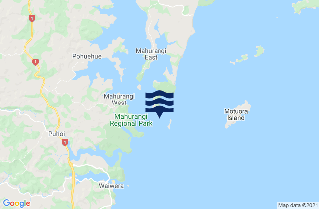 Mapa da tábua de marés em Te Haupa Island (Saddle Island), New Zealand