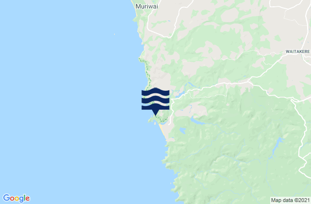 Mapa da tábua de marés em Te Henga (Bethells Beach) Auckland, New Zealand
