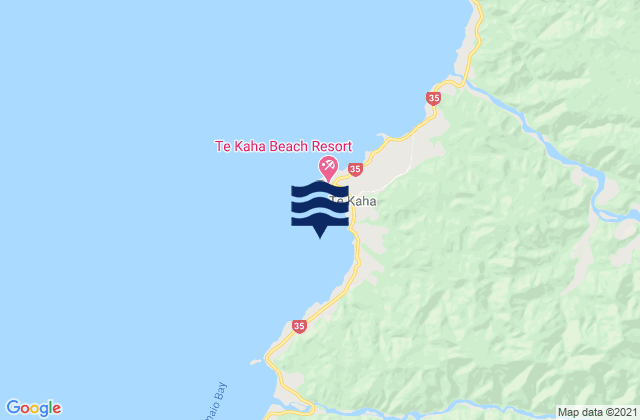 Mapa da tábua de marés em Te Kaha, New Zealand