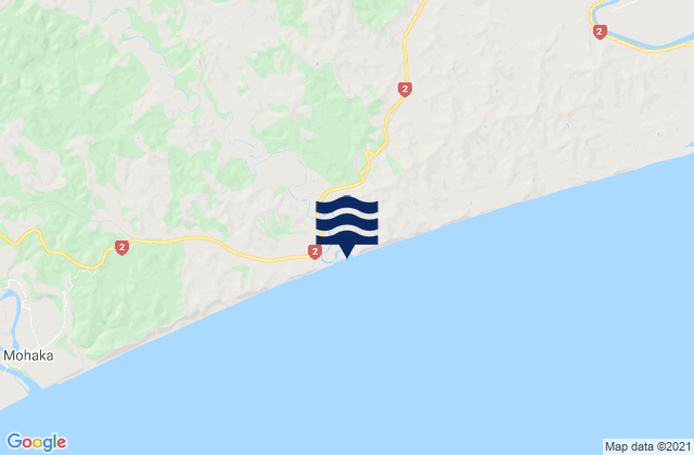 Mapa da tábua de marés em Te Karetu Inlet, New Zealand