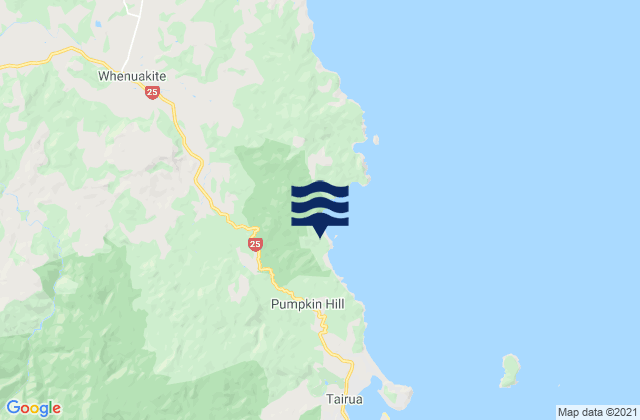 Mapa da tábua de marés em Te Karo Bay, New Zealand