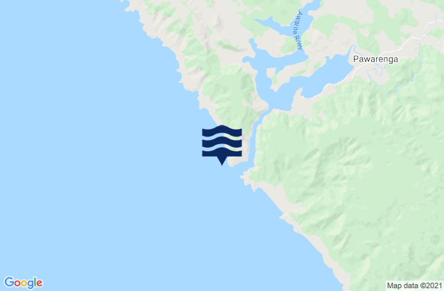 Mapa da tábua de marés em Te Kirikiri Bay, New Zealand