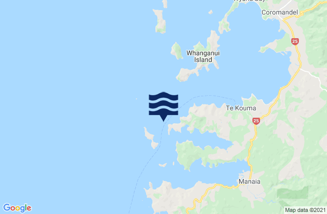 Mapa da tábua de marés em Te Kouma Light, New Zealand
