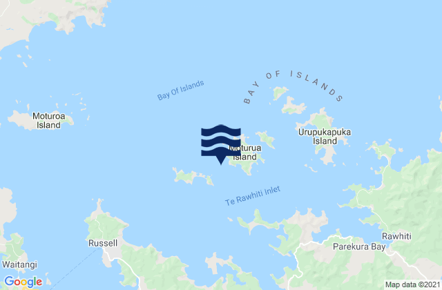 Mapa da tábua de marés em Te Miko Reef, New Zealand