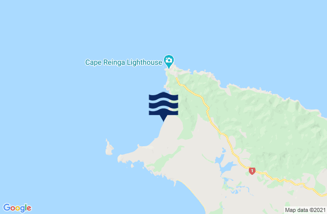 Mapa da tábua de marés em Te Werahi Beach, New Zealand