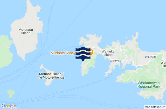 Mapa da tábua de marés em Te Wharau Bay, New Zealand
