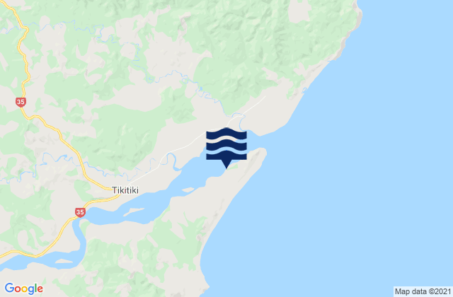 Mapa da tábua de marés em Te Wharau Beach, New Zealand
