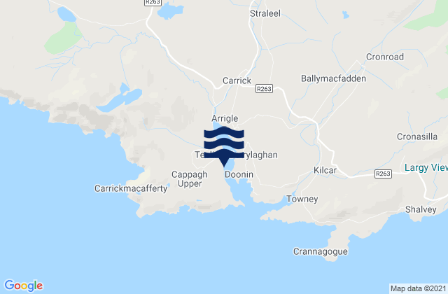 Mapa da tábua de marés em Teelin Bay, Ireland
