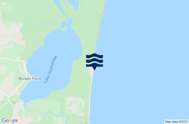 Mapa da tábua de marés em Teewah Beach, Australia