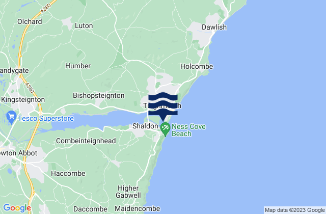 Mapa da tábua de marés em Teignmouth Back Beach, United Kingdom