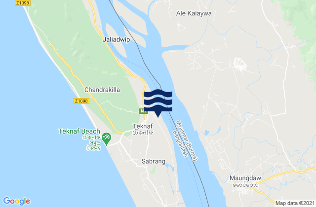 Mapa da tábua de marés em Teknāf, Bangladesh