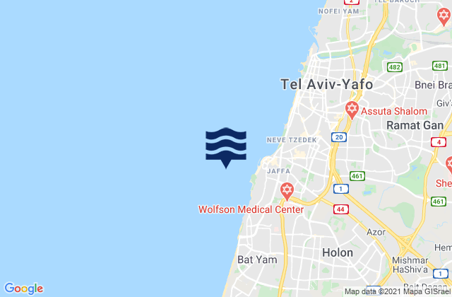 Mapa da tábua de marés em Tel Aviv-Yafo, Palestinian Territory