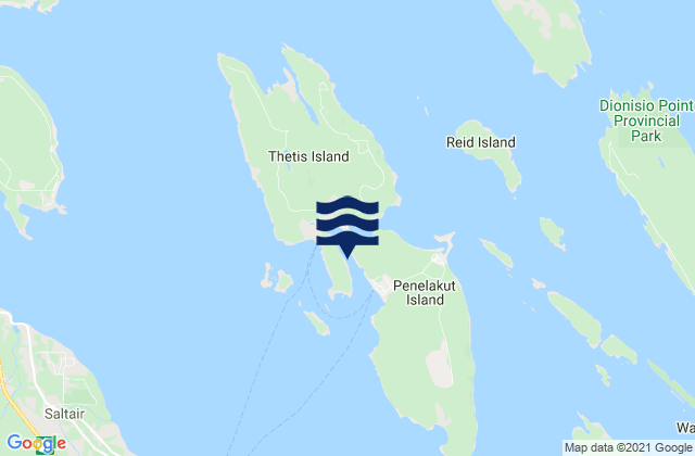Mapa da tábua de marés em Telegraph Harbour, Canada