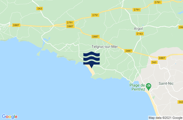 Mapa da tábua de marés em Telgruc-sur-Mer, France