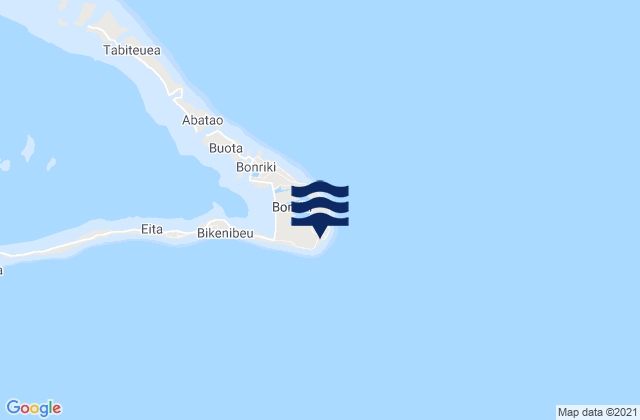 Mapa da tábua de marés em Temaiku Village, Kiribati