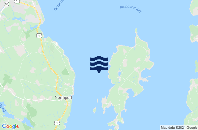 Mapa da tábua de marés em Temple Heights NE of W Penobscot Bay, United States