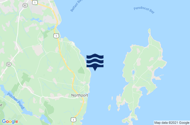 Mapa da tábua de marés em Temple Heights NNE of W Penobscot Bay, United States