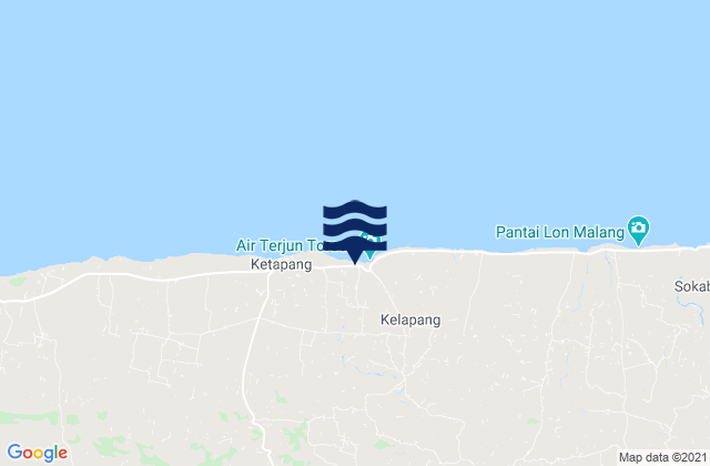 Mapa da tábua de marés em Tengah, Indonesia