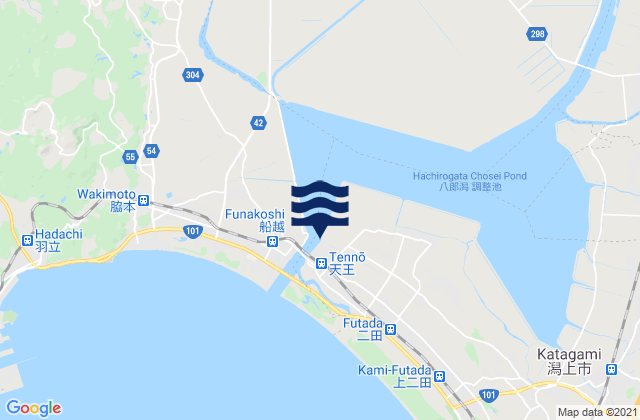 Mapa da tábua de marés em Tennō, Japan