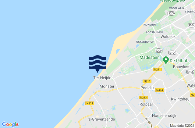 Mapa da tábua de marés em Ter Heijde, Netherlands