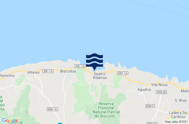 Mapa da tábua de marés em Terceira - Baia Das Quatro Ribeiras, Portugal