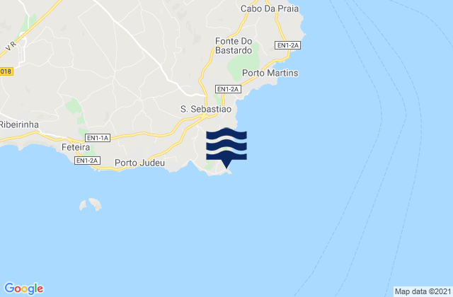 Mapa da tábua de marés em Terceira - Contendas, Portugal