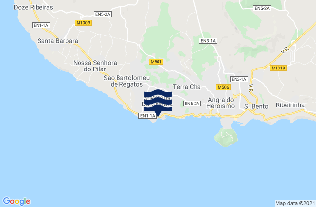 Mapa da tábua de marés em Terceira - Sao Mateus da Calherta, Portugal