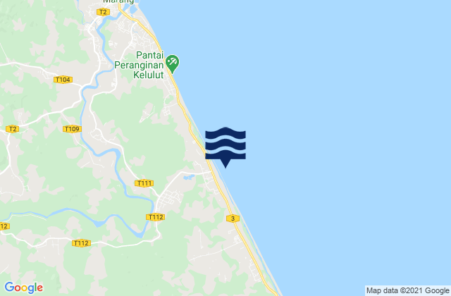 Mapa da tábua de marés em Terengganu, Malaysia