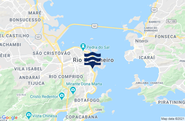 Mapa da tábua de marés em Tereza, Brazil