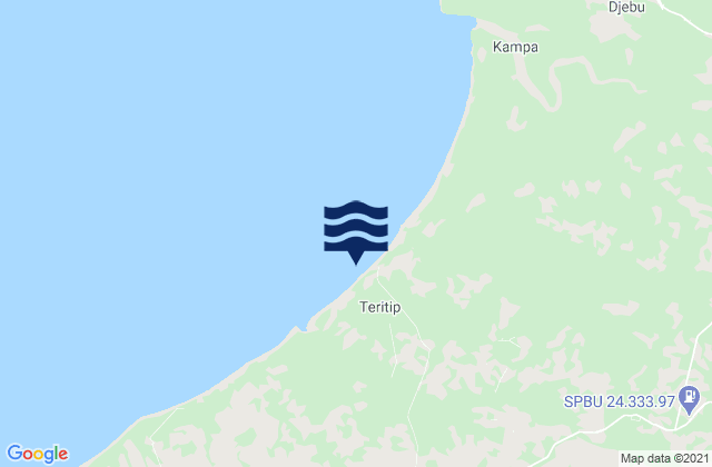 Mapa da tábua de marés em Teritip, Indonesia
