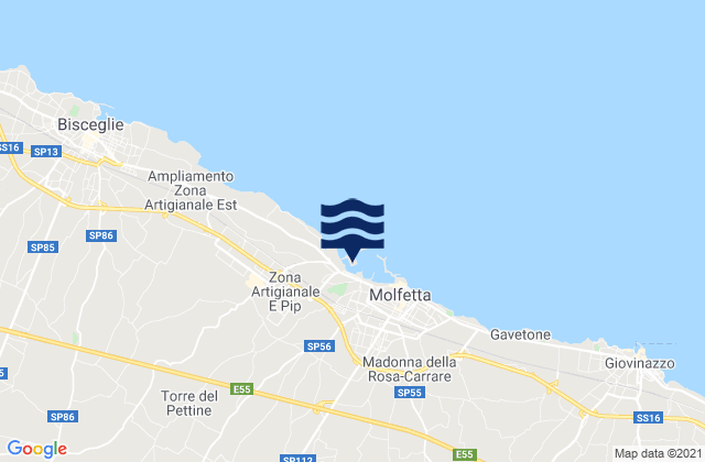 Mapa da tábua de marés em Terlizzi, Italy