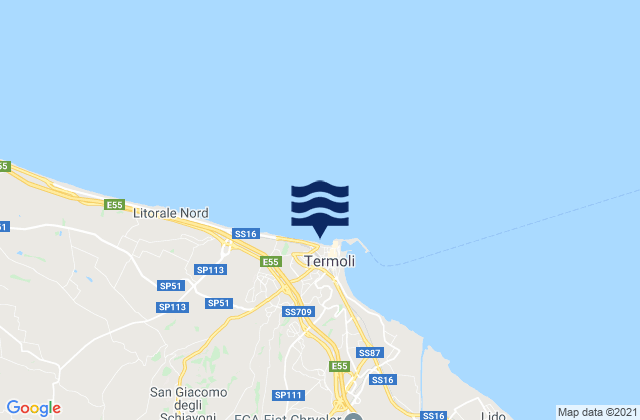 Mapa da tábua de marés em Termoli, Italy