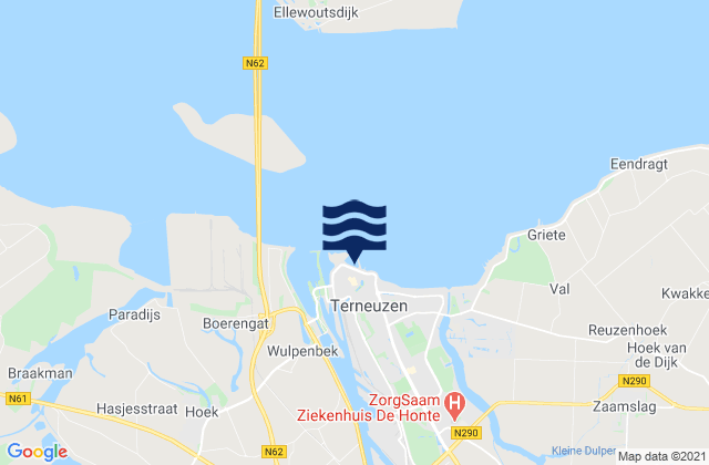 Mapa da tábua de marés em Terneuzen, Netherlands