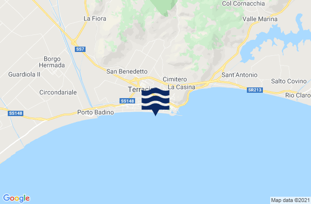 Mapa da tábua de marés em Terracina, Italy