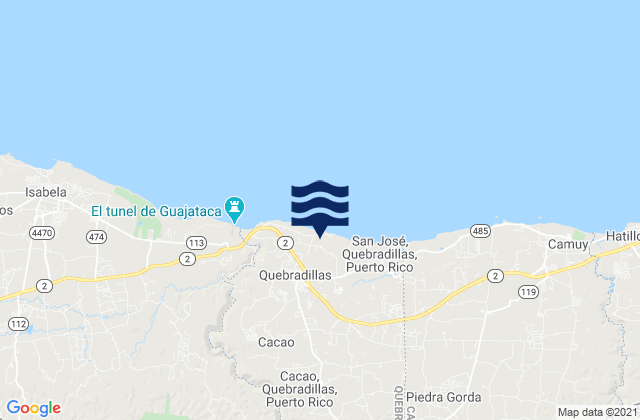 Mapa da tábua de marés em Terranova Barrio, Puerto Rico