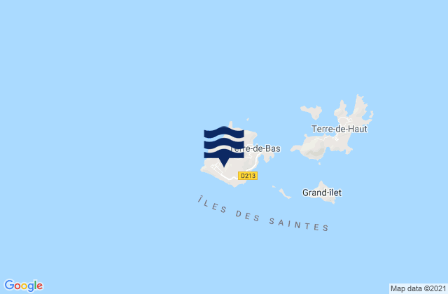 Mapa da tábua de marés em Terre-de-Bas, Guadeloupe