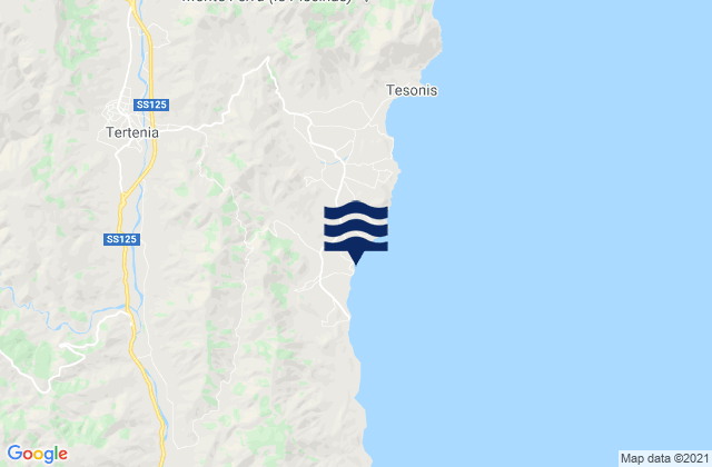 Mapa da tábua de marés em Tertenia, Italy
