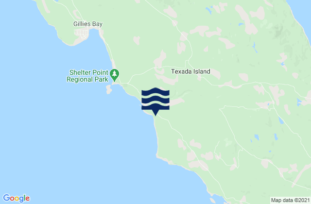 Mapa da tábua de marés em Texada Island, Canada