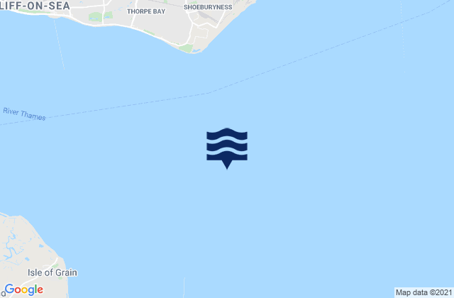 Mapa da tábua de marés em Thames Estuary, United Kingdom