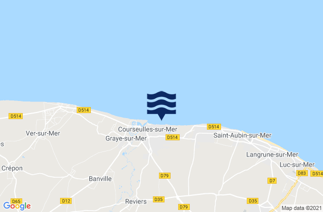 Mapa da tábua de marés em Thaon, France