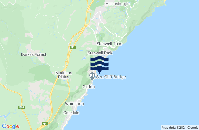 Mapa da tábua de marés em The Bombie, Australia