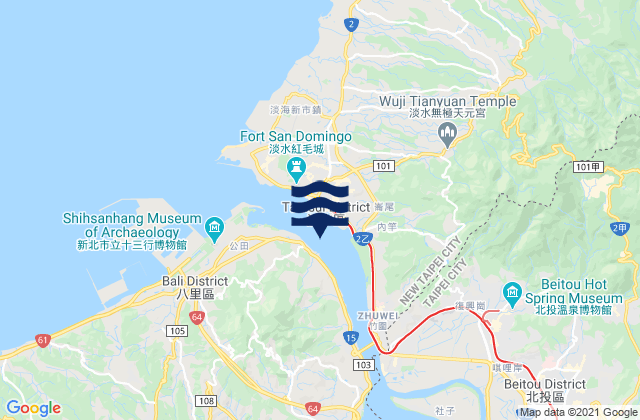 Mapa da tábua de marés em The Core, Taiwan