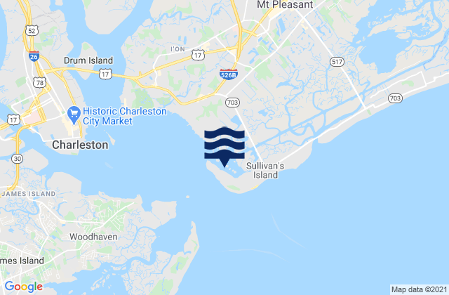 Mapa da tábua de marés em The Cove (Fort Moultrie), United States