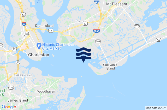 Mapa da tábua de marés em The Cove entrance on the Cove Range, United States
