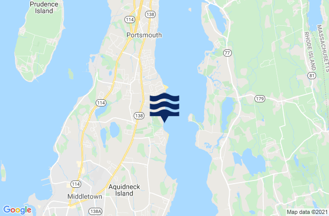 Mapa da tábua de marés em The Glen, United States