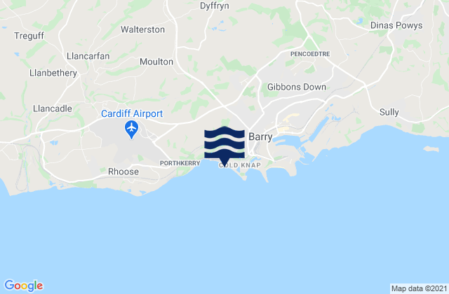 Mapa da tábua de marés em The Knap Beach, United Kingdom