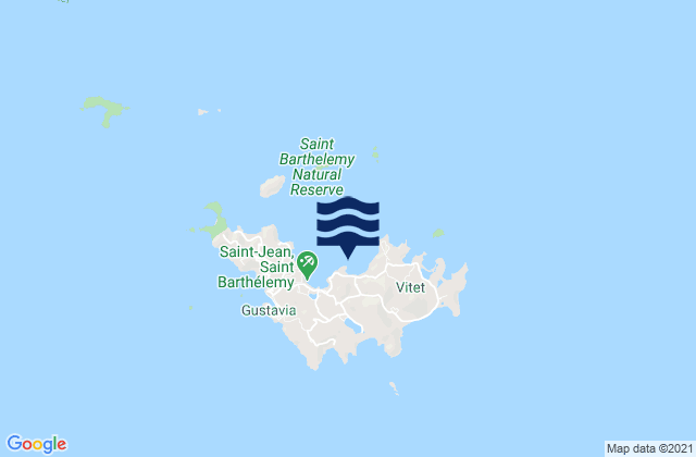 Mapa da tábua de marés em The Ledge, U.S. Virgin Islands