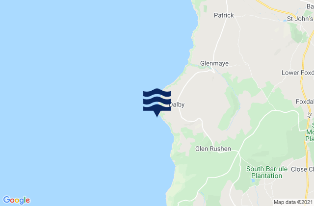 Mapa da tábua de marés em The Niarbyl, Isle of Man