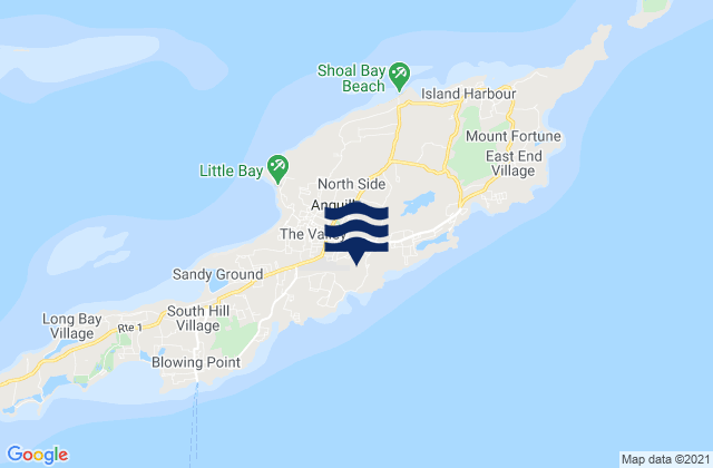 Mapa da tábua de marés em The Quarter, Anguilla