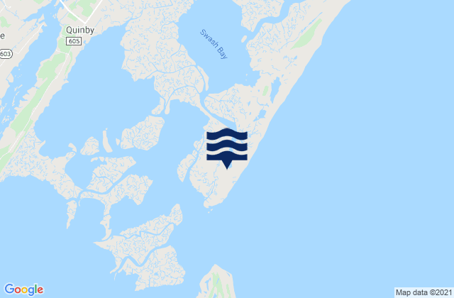 Mapa da tábua de marés em The Swash, United States